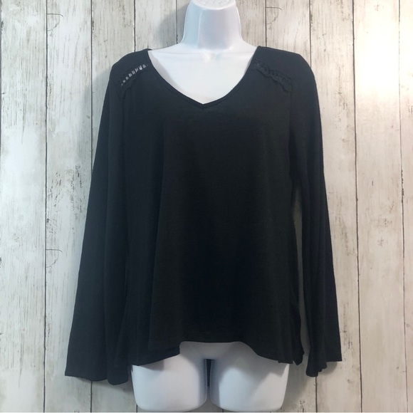 Takara Tops - Takara Lace Up Tie Back Bell Sleeves Blouse Medium